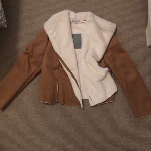 Suede jacket with fur lining